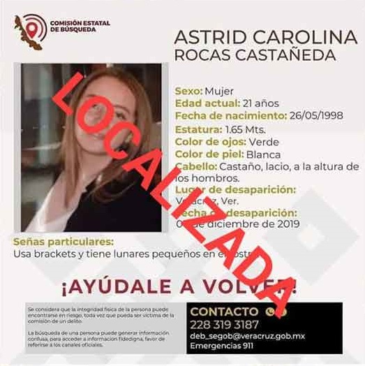 Encuentran a Astrid Roca y David Nieva, dos de los tres jóvenes desaparecidos en Veracruz