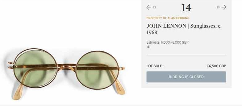 ¡Imagina esa cantidad! Las gafas de John Lennon fueron subastadas por casi tres y medio millones de pesos