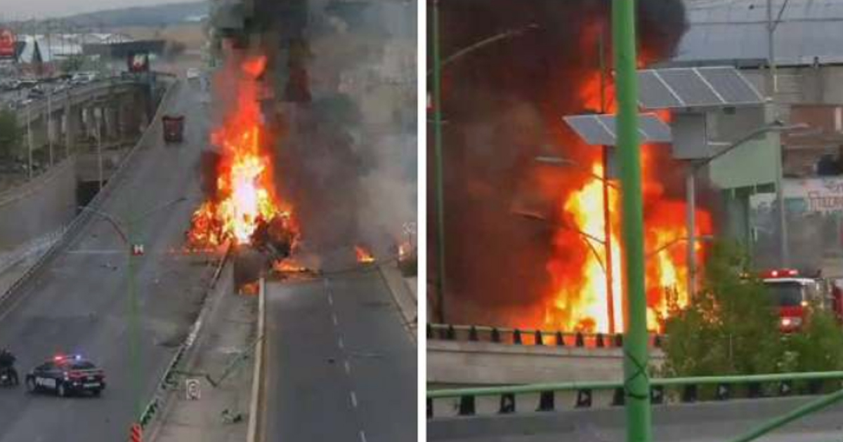 Volcadura de pipa provoca incendio en la México-Pachuca; cierran vialidad (VIDEO)