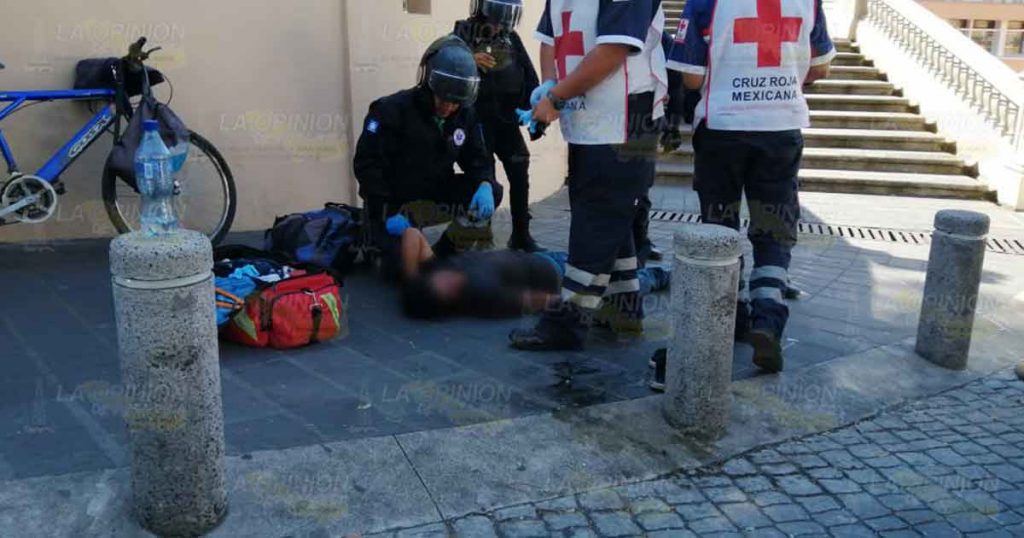 Cayó de su propia altura y se estrelló contra el pavimento