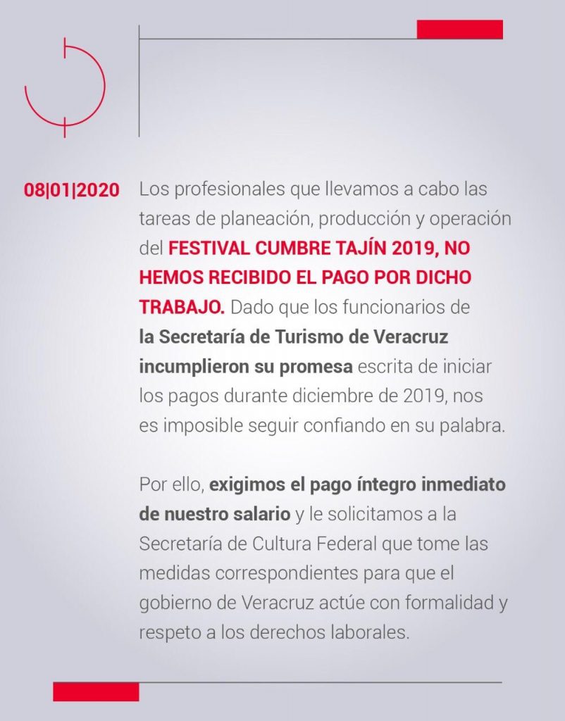 No han pagado a prestadores de servicios de Cumbre Tajín 2019