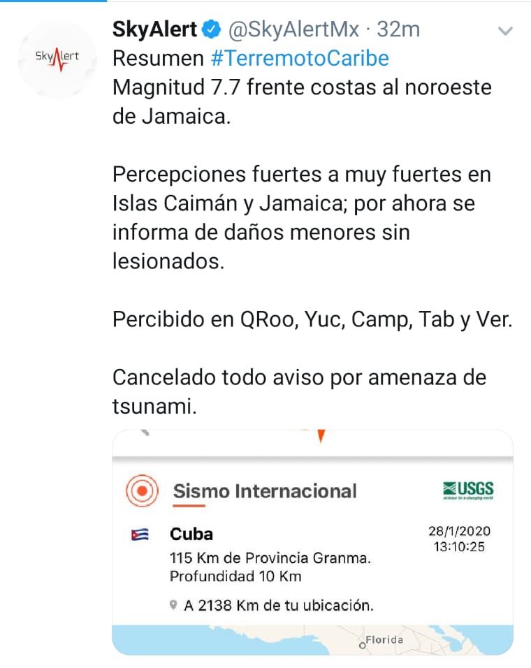 Sismo de magnitud 7.7 se sintió en Veracruz, Campeche y Yucatán