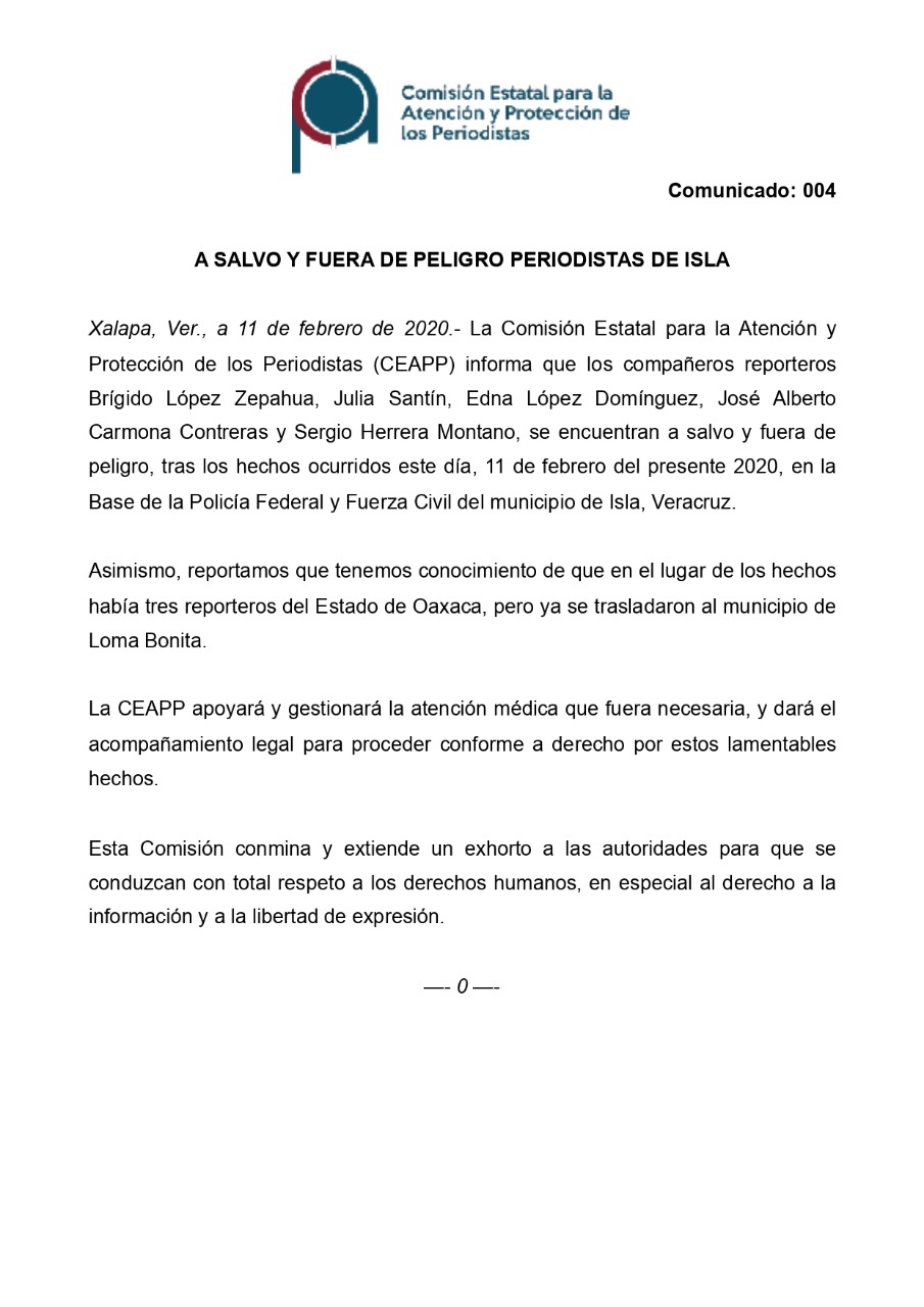 Denuncian periodistas agresiones en operativo policiaco en Isla, Veracruz