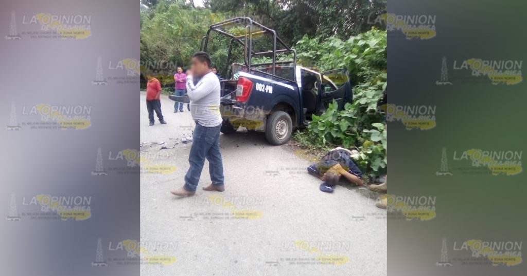 Policía herido en choque, sobre la carretera Coyutla a Filomeno Mata