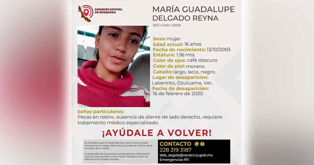 Desaparece Maria Guadalupe de 16 años de Ozuluama
