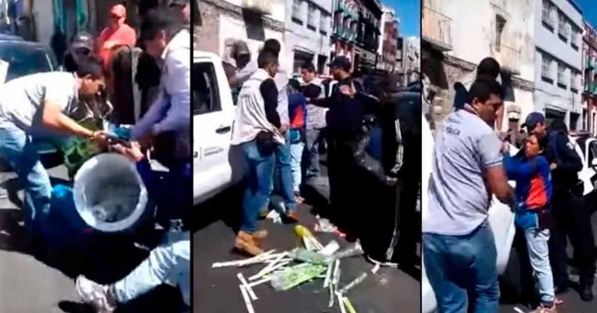Vendedora es desalojada con violencia por 6 inspectores en Puebla