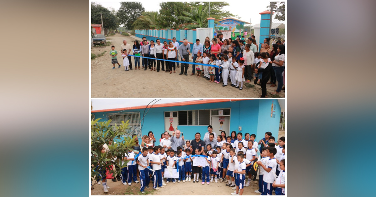 Jorge Vera inaugura barda perimetral de kinder y servicios sanitarios de la escuela en la Colonia Pantepec