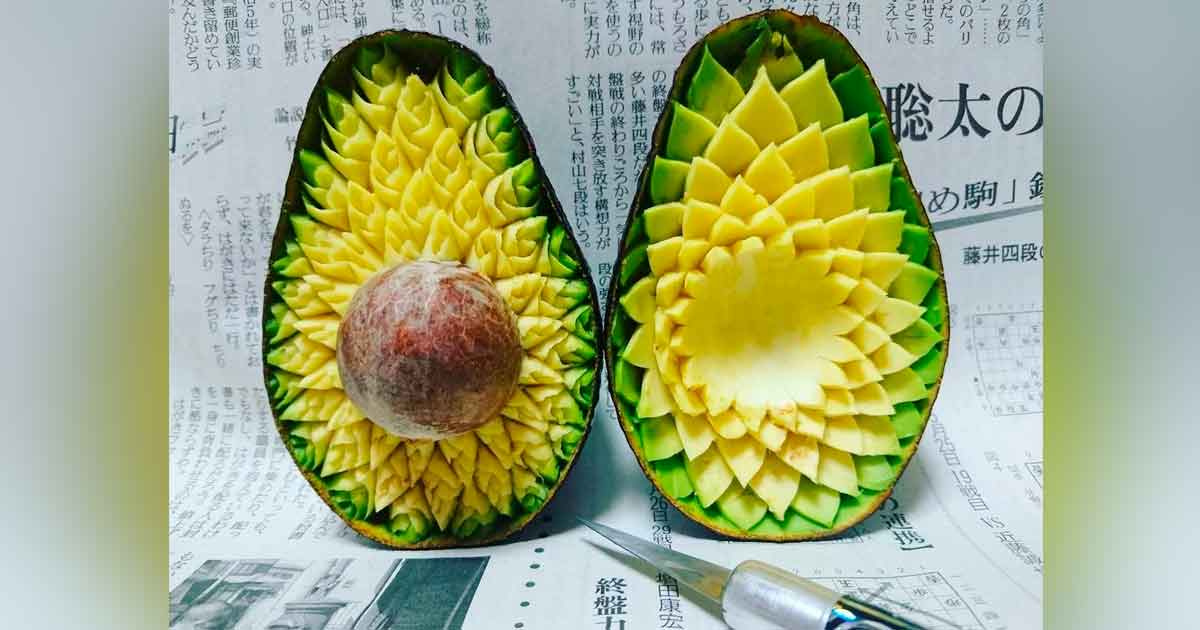 Patrones intrincados tallados a mano en frutas y verduras por Takehiro Kishimoto