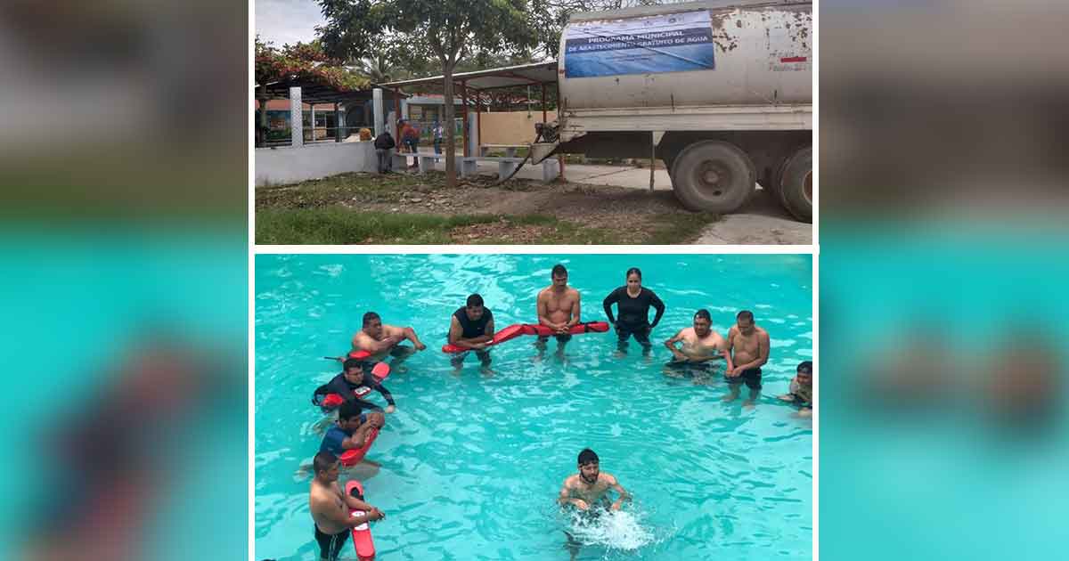 Por instrucciones de Jorge Vera Hernández, Protección Civil distribuye agua en pipas a colonias y a comunidades