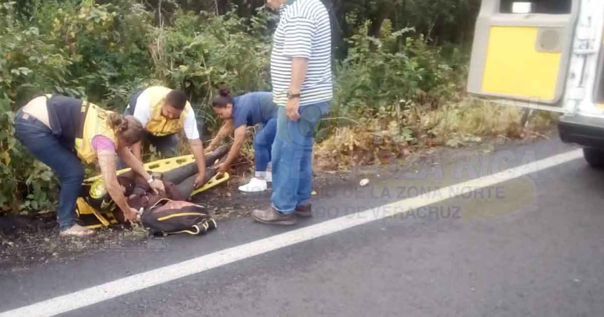 Derrapa motociclista en la Tuxpan-Tampico