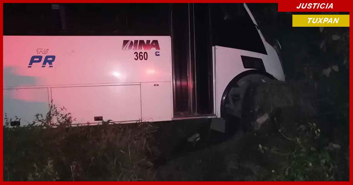 Camión de pasajeros se sale de la carretera