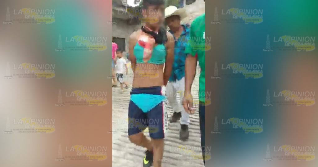 Pasean a ladrón en ropa interior de mujer que había robado