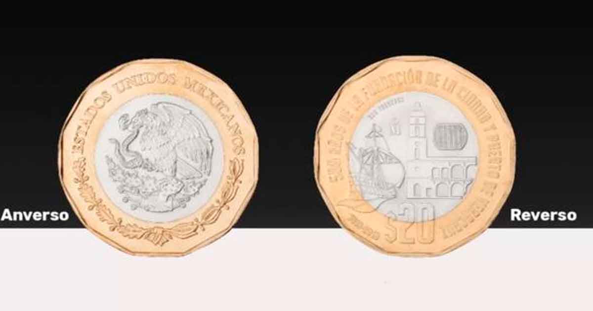 Banxico lanza nueva moneda de 20 pesos; festeja fundación de Veracruz