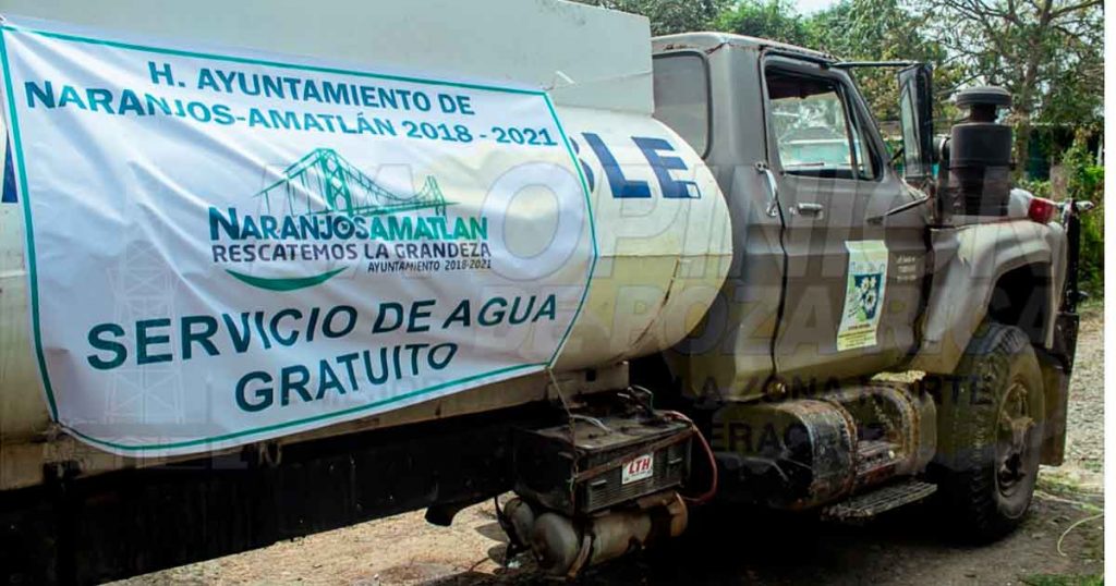 Distribuyen agua en pipa en Naranjos