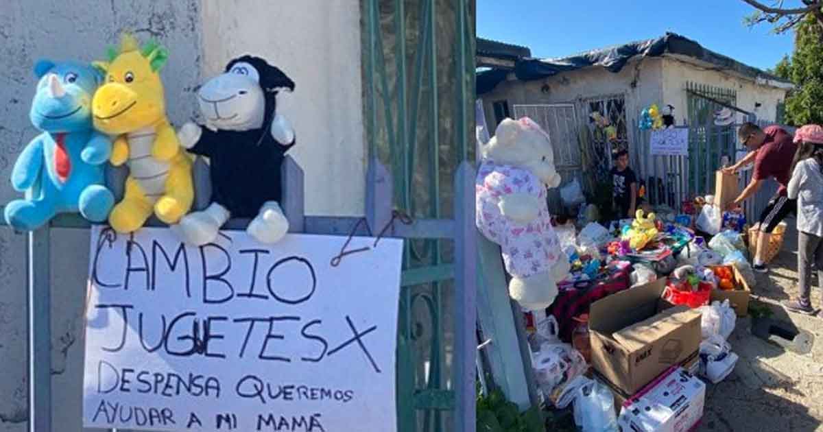 Niño de 10 años cambia sus juguetes por despensa para ayudar a su mamá desempleada