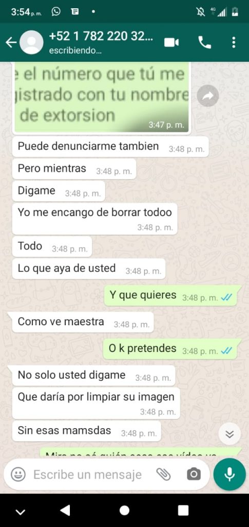 Intentan extorsionar a maestra; le pedían 2500 pesos para no exhibirla