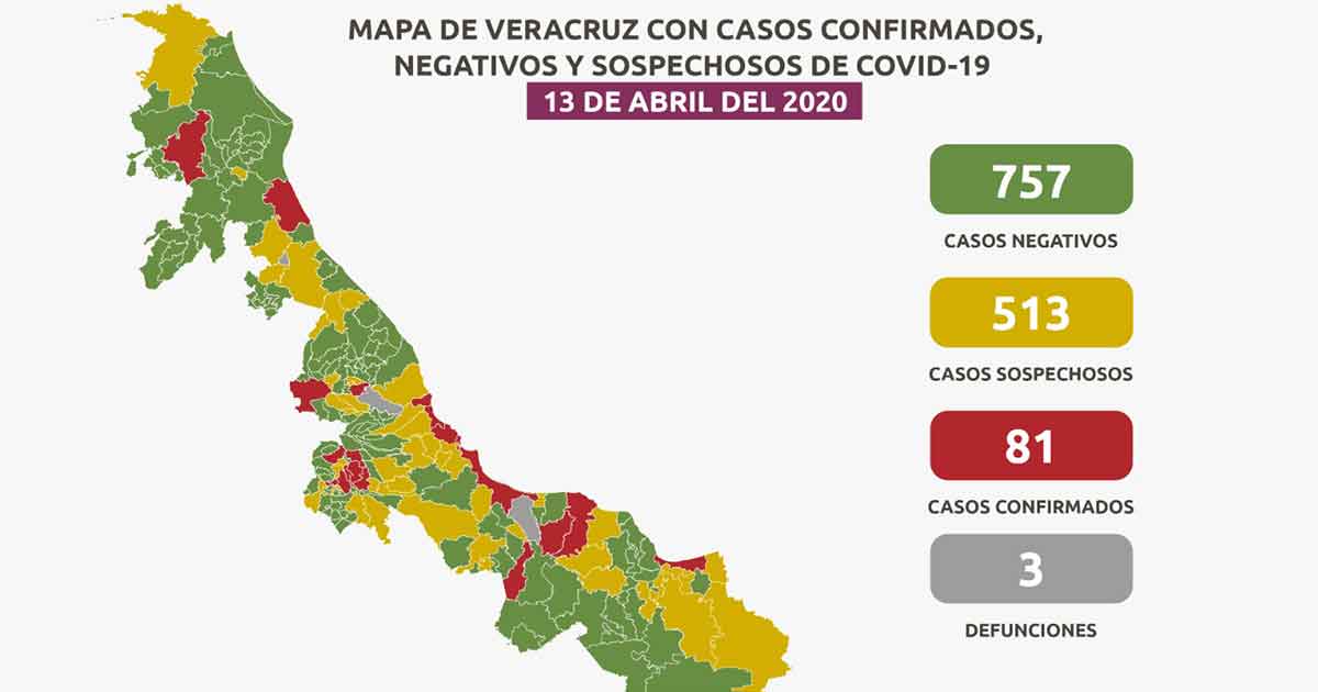 Ya son 81 los casos positivos en el estado de Veracruz