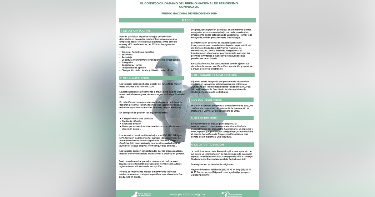 Abierta la convocatoria del Premio Nacional de Periodismo 2019