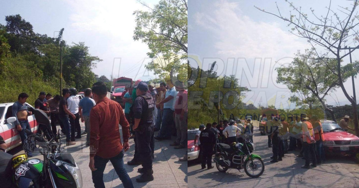 Taxistas bloquean carretera en Filomeno Mata