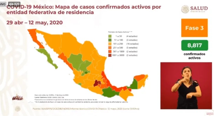 Coronavirus en México: 3,926 muertos y 38,324 contagiados hoy 12 de mayo