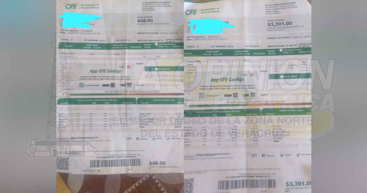 Brutal incremento de luz, CFE golpea a los que menos tienen