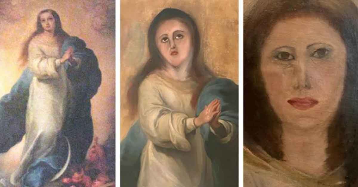 Pintura del siglo XVII es deformada en un trabajo de restauración