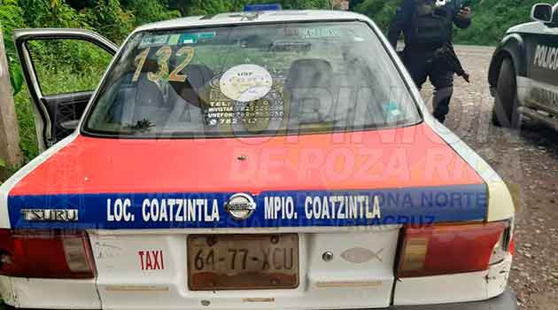 Localizan taxi robado en la comunidad de Sombrerete, el taxi es de Coatzintla