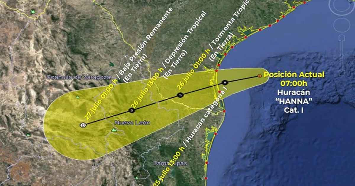 Hanna ya es huracán categoría 1 y se acerca a las costas de Tamaulipas