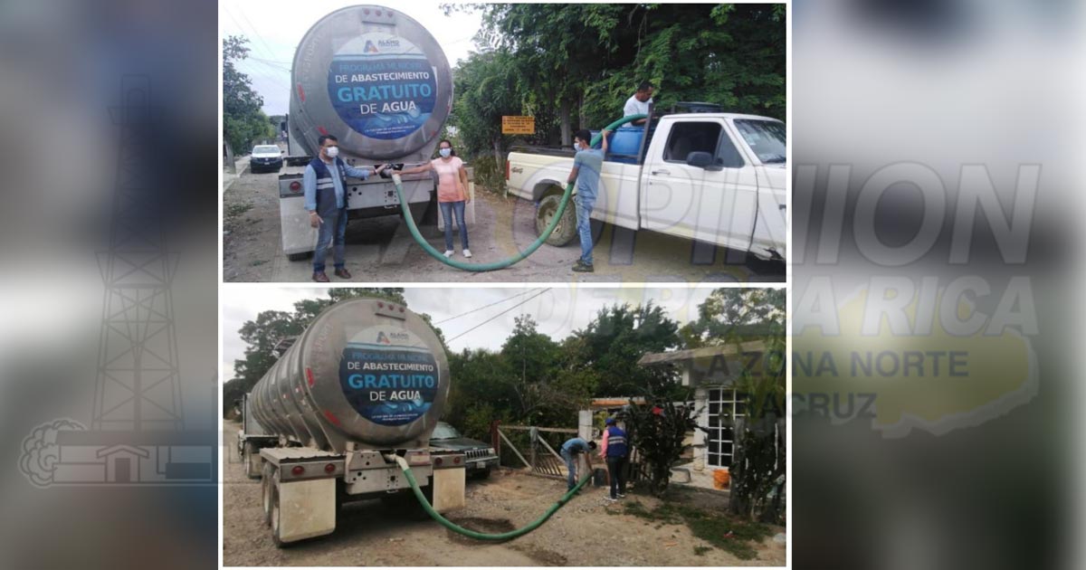 En pipa de treinta y cuatro mil litros de capacidad, se recorren las rutas donde el agua está ausente a causa de la sequía prolongada en Álamo