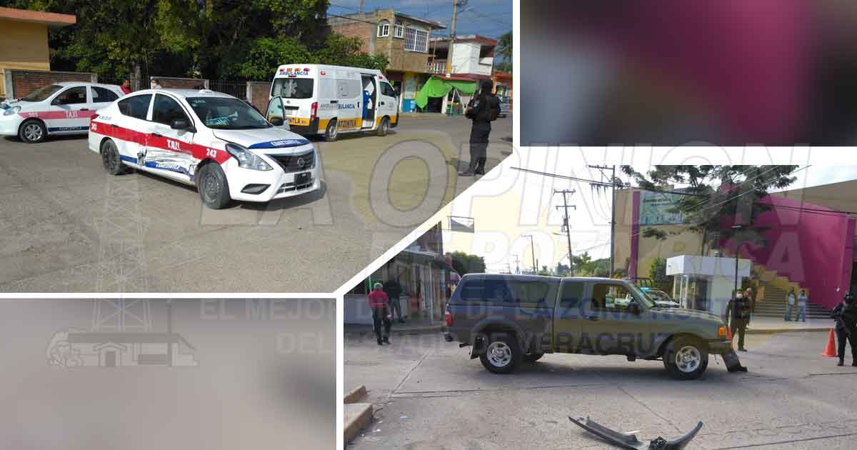 Militar y civil heridos en fuerte choque; en Coatzintla