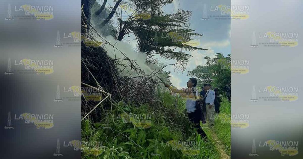 Familias de Mecatlán se quedan sin energía por quema de basura