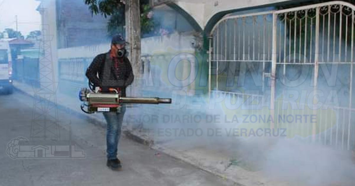 Fumigan colonias de Coatzintla, contra el mosco del dengue