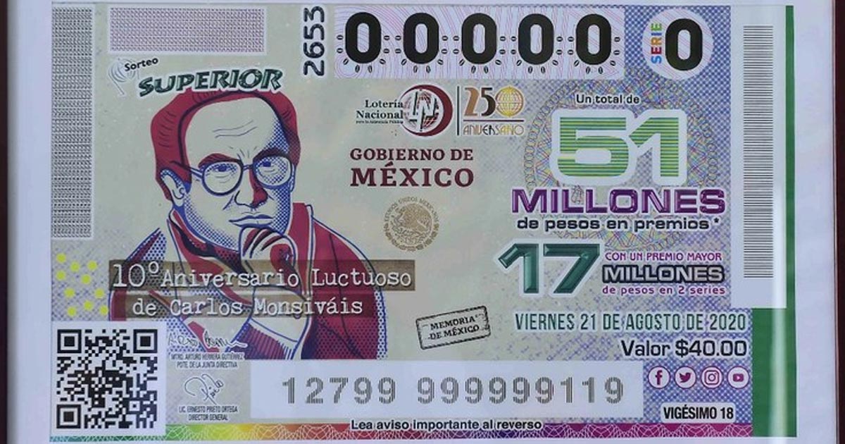 Conmemorarán aniversario luctuoso de Monsiváis con billete de lotería