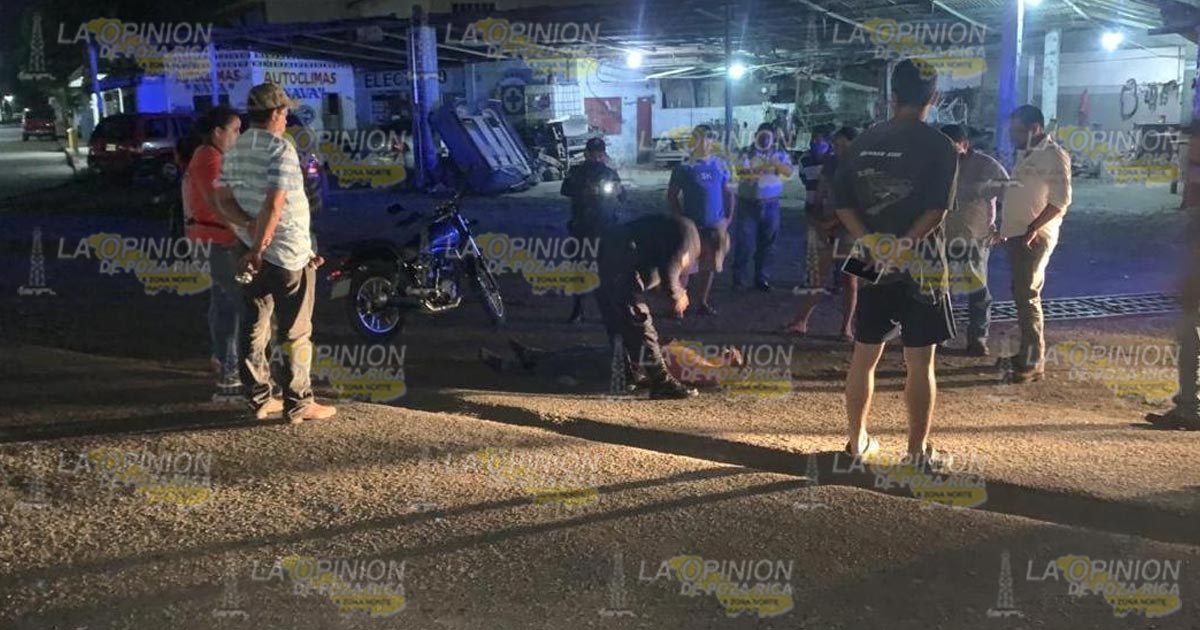 Motociclista derrapa en la Tuxpan-Tampico