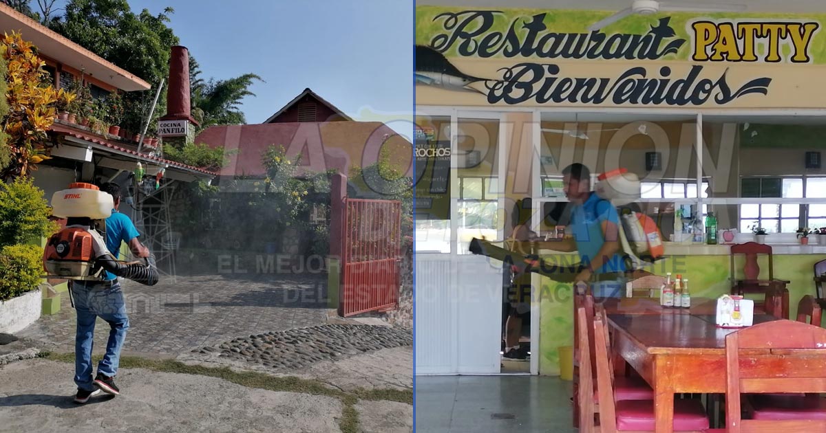 Sanitizan hoteles y restaurantes en Cazones