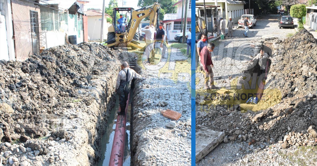 Repara Gobierno de Poza Rica drenaje en la calle Veracruz de la MAC