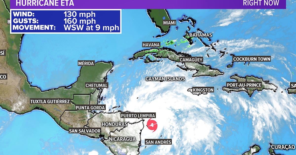 Huracán Eta ya es categoría 4