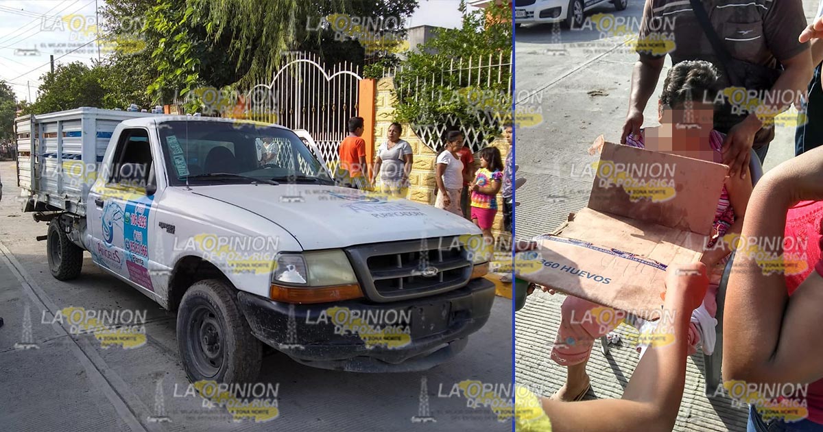 Camioneta repartidora de agua atropella a una abuelita