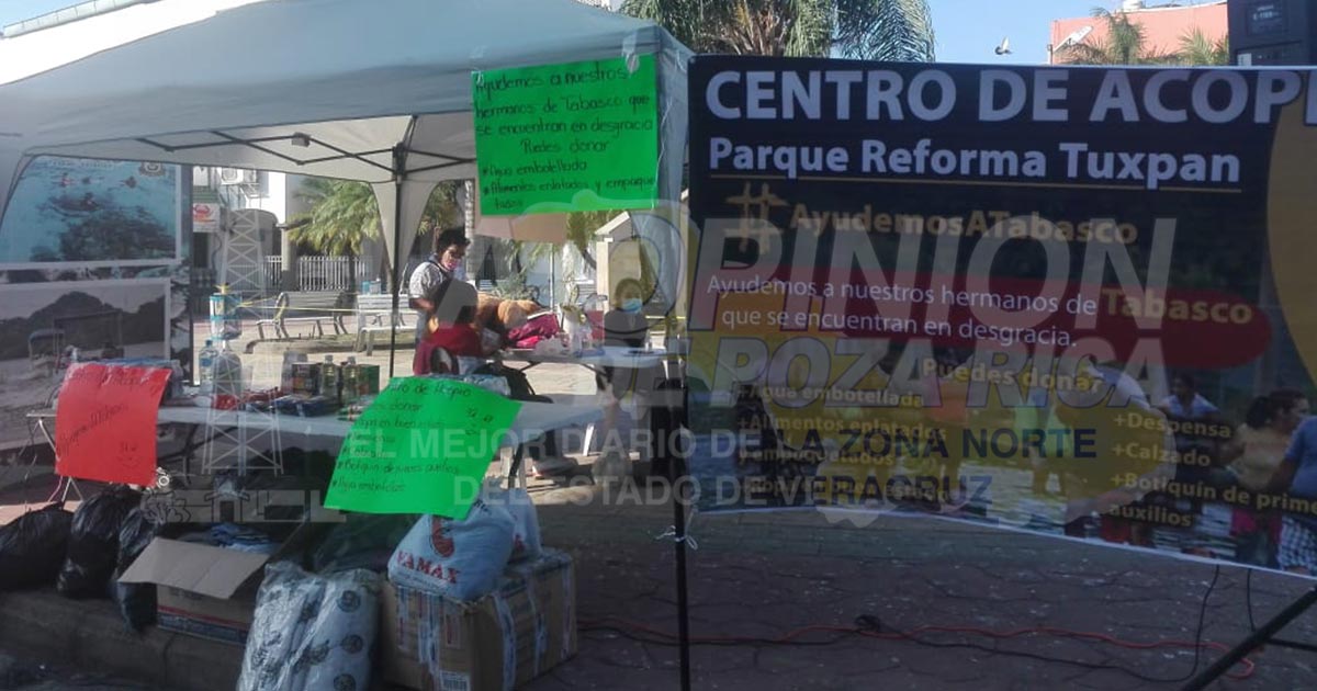 Envían una tonelada de ayuda desde Tuxpan a Tabasco