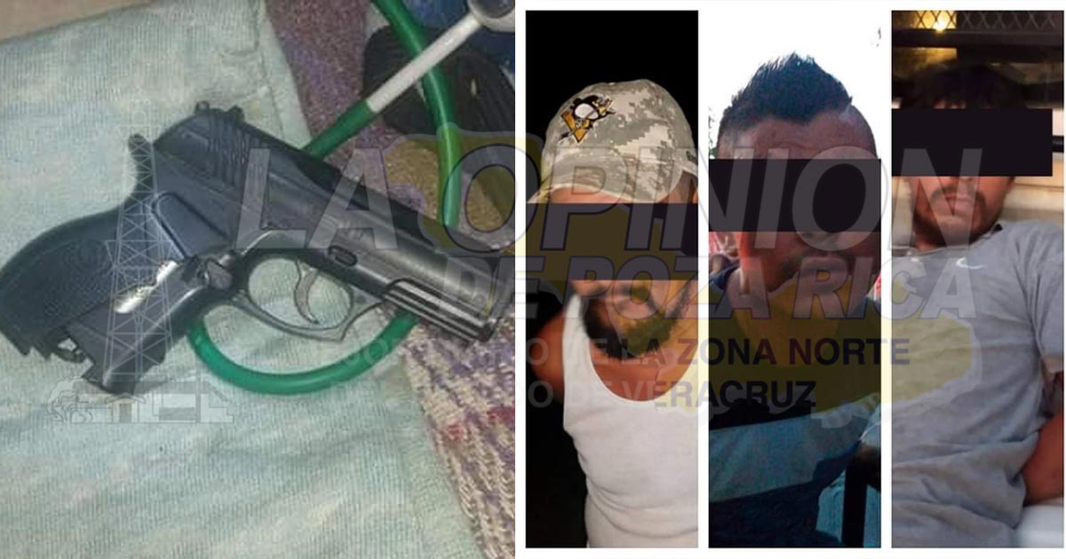 Detienen a tres sospechosos por portación ilegal de armas de fuego y sustancias prohibidas