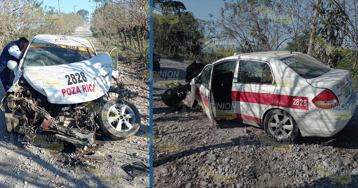 Abandonan taxi chocado