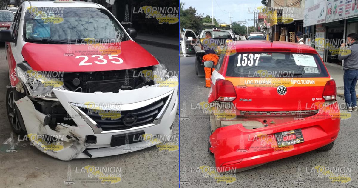 Aparatoso choque de taxistas