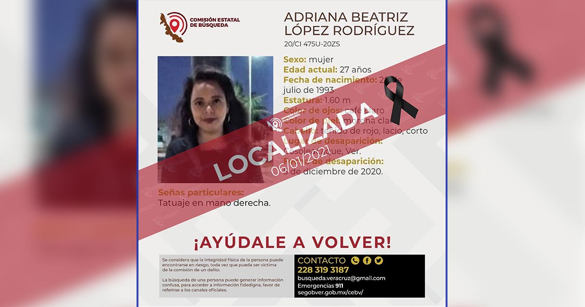 Hallan muerta a Adriana, joven desaparecida en Cosoleacaque