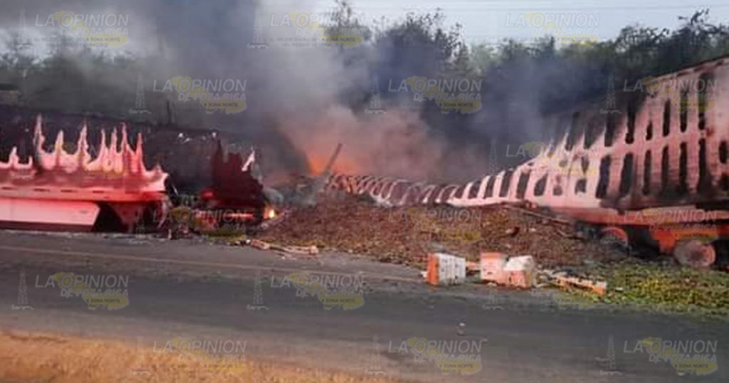 Muere trailero calcinado en aparatoso accidente en Tantima