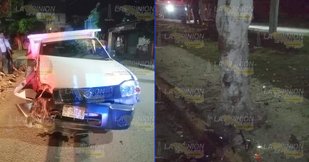 Choca contra árbol y resulta herido