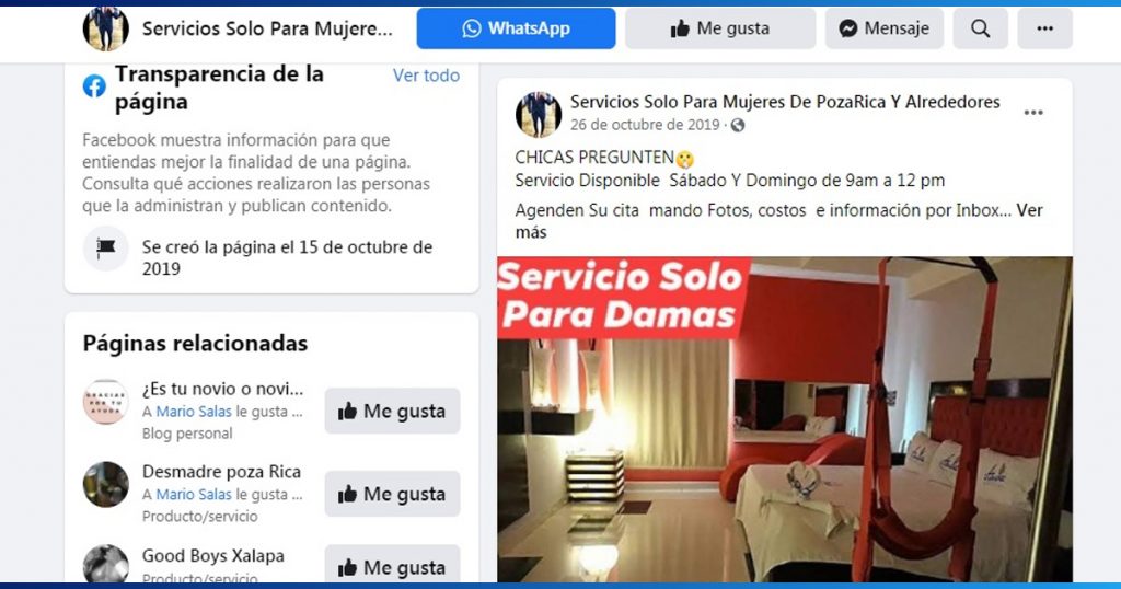 Hombres “de la vida galante” se ofrecen en Facebook