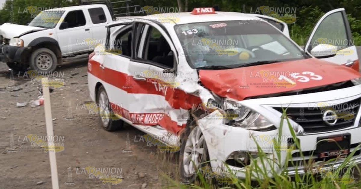 Encontronazo entre pick-up y un taxi de la ruta Soledad