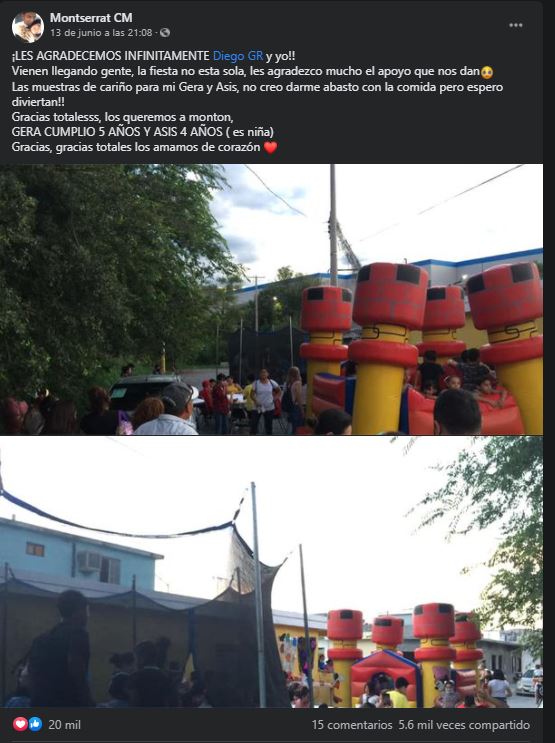 Madre viraliza la solitaria fiesta de sus hijos y llegan decenas de invitados