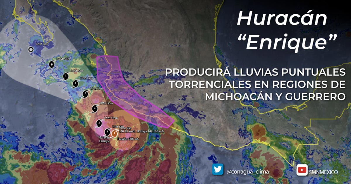 Tormenta tropical Enrique evoluciona a huracán categoría 1