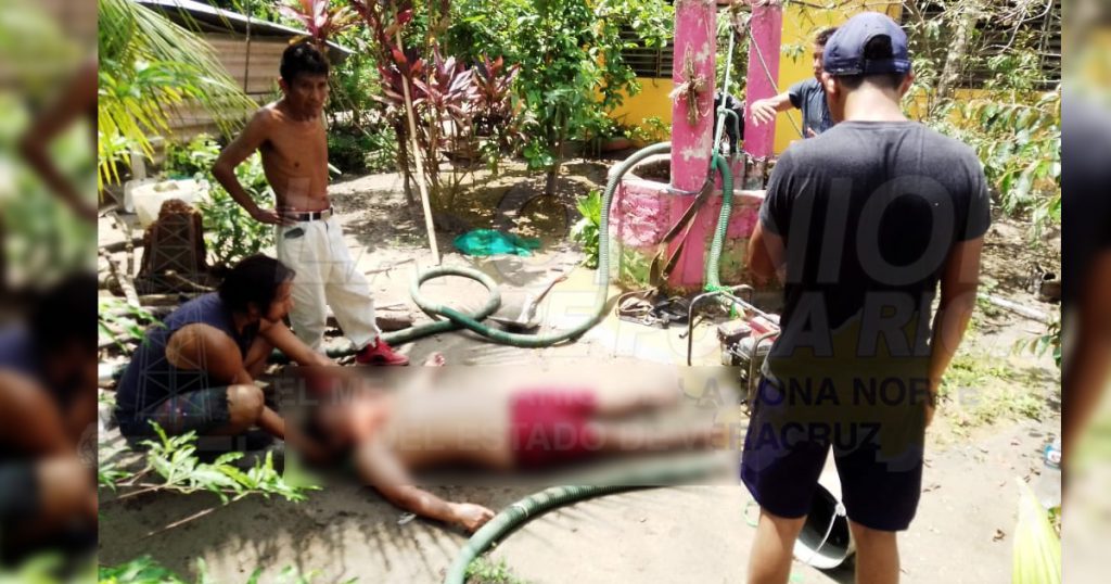 Empleado de purificadora cae a un pozo artesiano y casi se mata, en Cazones